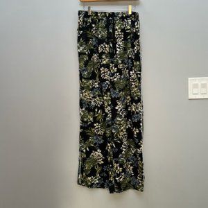 Okakie Black/Green Floral Wide Leg Pants Size L